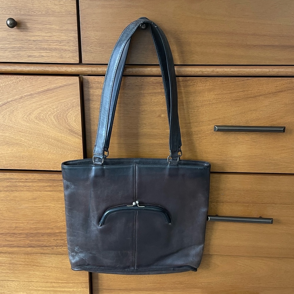 Vintage Coach Kisslock Tote 0391 | Brown Glove-Tanned Leather